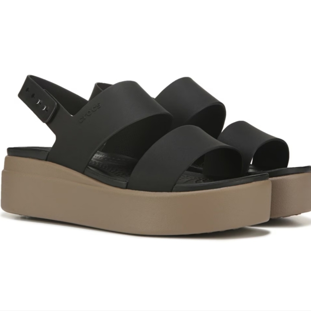 CROCS Women's Black and Brown Platform Sandals